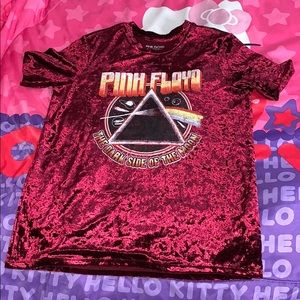 Burgundy crushed velvet Pink Floyd top ❤️